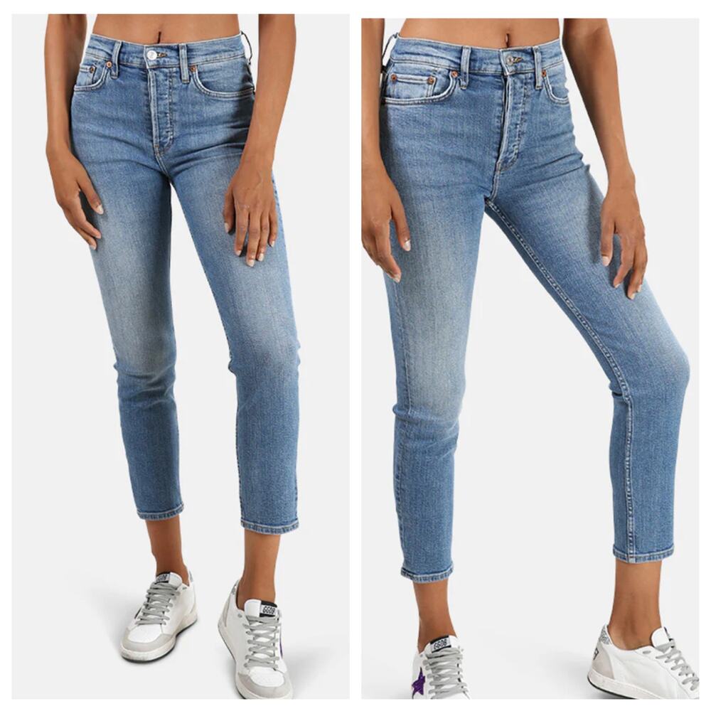 RE/DONE High Rise Button Fly Ankle Crop